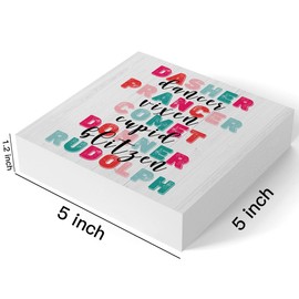 Funny Christmas Retro Dasher Dancer Prancer Word Sign Christmas Decor Christmas Decorations Indoor Winter Decoration for Home Office Shelf Table Desk Gift for Women 5 X 5 Inch