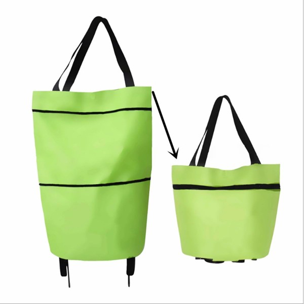 Shopping Cart, Shopping Carrier, Shopping Bag, Foldable, Lightweight, with Wheels, Multi-functional, Load Capacity: 33.1 lbs (15 kg), For Boys, Girls, Shopping, Travel, Elderly, Picnics, Outdoors, Shopping Cart (Color: Green)