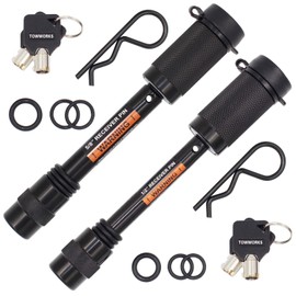 TowWorks 79692 Keyed Alike Black Trailer Hitch Lock Set, 5/8-Inch and 1/2-Inch Pin Diameter, Fits Class I/II/III/IV Hitches