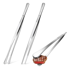 Kitchen Tweezers Stainless Steel, Pack of 2 Tweezers Kitchen 16 cm, Stainless Steel Meat Tweezers, Professional Cooking Tweezers, Durable Meat and Grill Tweezers