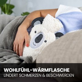 Cuddly Hot Water Bottle Animal [0.8L] Made of Extra Soft Organic Cotton and Recycled Felt - Made in Germany - Hot Water Bottle Animal - Funny Hot Water Bottle Children (Koala)