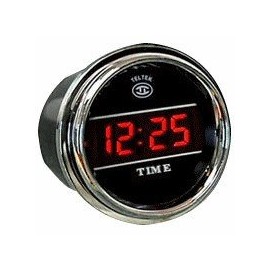 Digital Clock Gauge for Any Semi, Pickup Truck or Car - Bezel: Chrome - LED Color: Blue