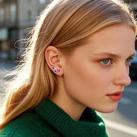 CUPENDA Hibiscus Ear Climbers Earrings Sterling Silver Hibiscus Red Flower Crawler Earrings Hawaii Boho Jewellery for Women