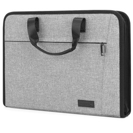 Uquelic File Organiser - File Storage Case with Handle and Zipper, 12 Pockets A4 Expanding File Folder - Important Document Organizer for Laptop, Files, Certificates - Grey