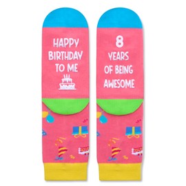 Zmart 8th Birthday Gifts for Girls - Socks for Girls Boys Age 8, 8 Year Old Girl Gift Ideas, Presents for 8 Year Olds, Pink