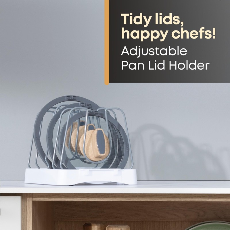 FiNeWaY Adjustable Pan Lid Holder for Kitchen Organisation, Soft non-slip
