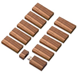 Wood Flash Drives 2GB, TATMOHIK USB 2.0 Walnut Wood USB Thumb Drives 10 Pack Wood USB Drive Memory Stick Pen Drive Bulk(10 Pack-Walnut)