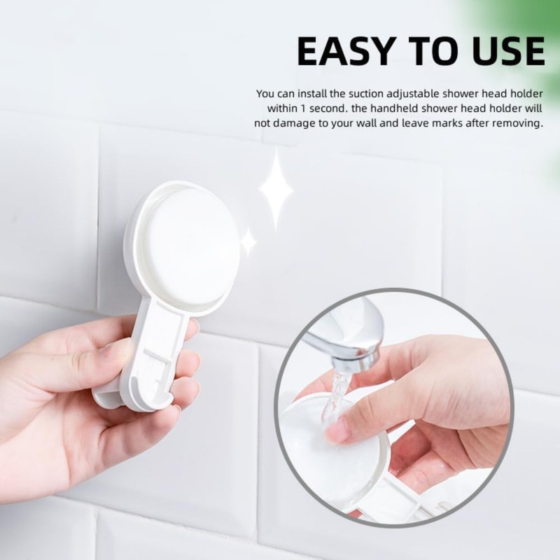 Wall Mounted Shower Head Holder, Universal Adjustable Replacement Hand Suction