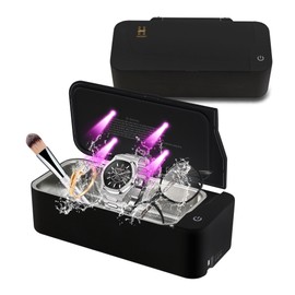 Ultrasonic Jewelry Cleaner, 17oz 48KHz Ultrasonic Cleaner, Sonic Jewelry Cleaner Machine with 2 Timer Modes for Ring, Necklace, Glasses, Watch Strap (QXI-13-01B)