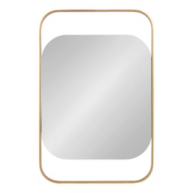 Kate and Laurel Kellom Modern Metal Wall Mirror, 20 x 30, Gold, Decorative Mirror for Wall Decor with Floating Suspended Glass in Rounded Rectangle Frame