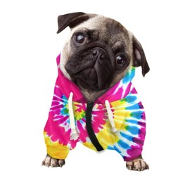Howilath Dog Hoodie Dog Sweaters with Hat, Tie-dye Rainbow Spiral Soft and Warm Dog Sweater for Small Medium Large Dogs Cats Shirt - L