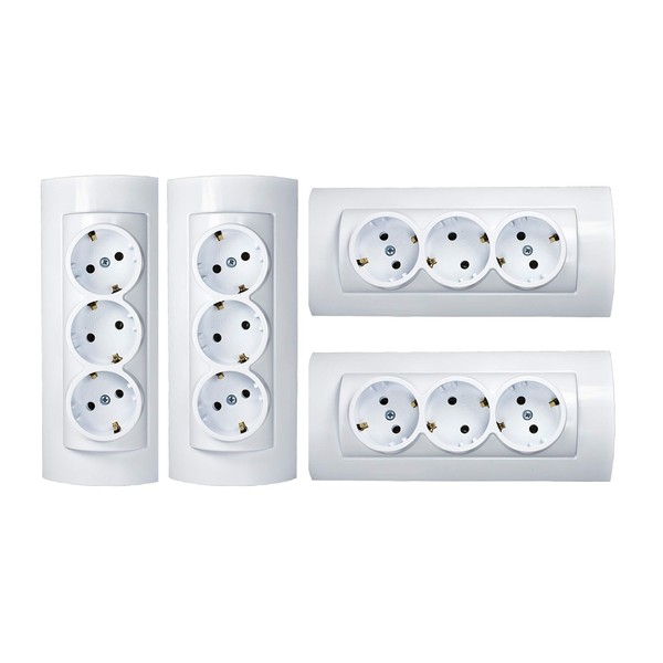 4 Piece 3-Way Combination Socket Surface-Mounted Socket Set 3 Slots