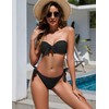 Zonsaoja Women Strapless Bandeau Bikini Set Knot Two Piece Swimsuit