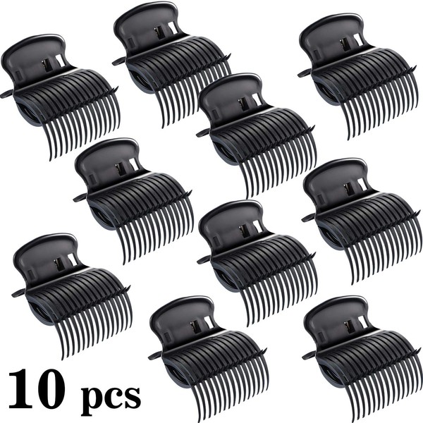 Hot Roller Clips Hair Curler Claw Clips Replacement Roller Clips for Women Girls Hair Section Styling (10 Pieces, Black)