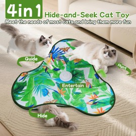 GOHHME Cat Toys Interactive For Indoor Cats Kitten, Automatic Cat Feather Toy with 15 Kitten Game Modes, Chirping & Moving Feather Kitten Toys - Hunting Games & Hide And Seek Cat Toy