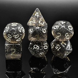 LaoChoes Role Playing Dice Set - for RPG, Dungeons & Dragons, D&D, and Other RPGs, 10-Sided Dice with D20 (Black)