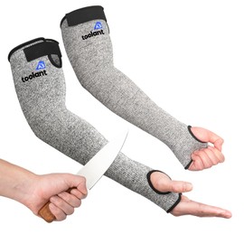 Cut Resistant Farmers Sleeves with Thumb Hole, Arm Protectors for Thin Skin and Bruising, for Gardening, Welding, Kitchen, Arm Guards for Biting, Pet Grooming, Grey, 1 Pair