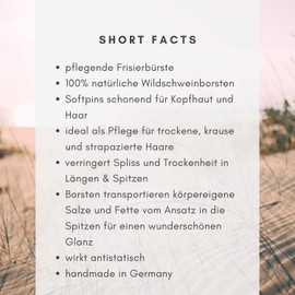 genuine haircare - Care Brush Travel - Nourishing Hairdressing Brush - Not Suitable for Blow Drying Soft Pins and with Pure Boar Bristles