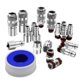 YOTOO 19pcs 1/4" BSP Air Line Connectors Euro Hose Compressor Fitting Metal Quick Connectors Air Coupler and Plug Set