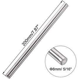 TOP-VIGOR 5Pcs 8mm x 200mm 304 Stainless Steel Round Rods, Metal Solid Round Shaft Rods Lathe Bar Stock for DIY Crafts Car Helicopter Airplane Model