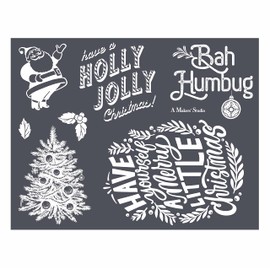 A Makers Studio Mesh Stencils | Holly Jolly | Adhesive Stencils Reusable | Fall Mesh Stencils for Crafts Reusable with Chalk Paste, Stencil Paint, Chalk Paste, and More | 8.5x11