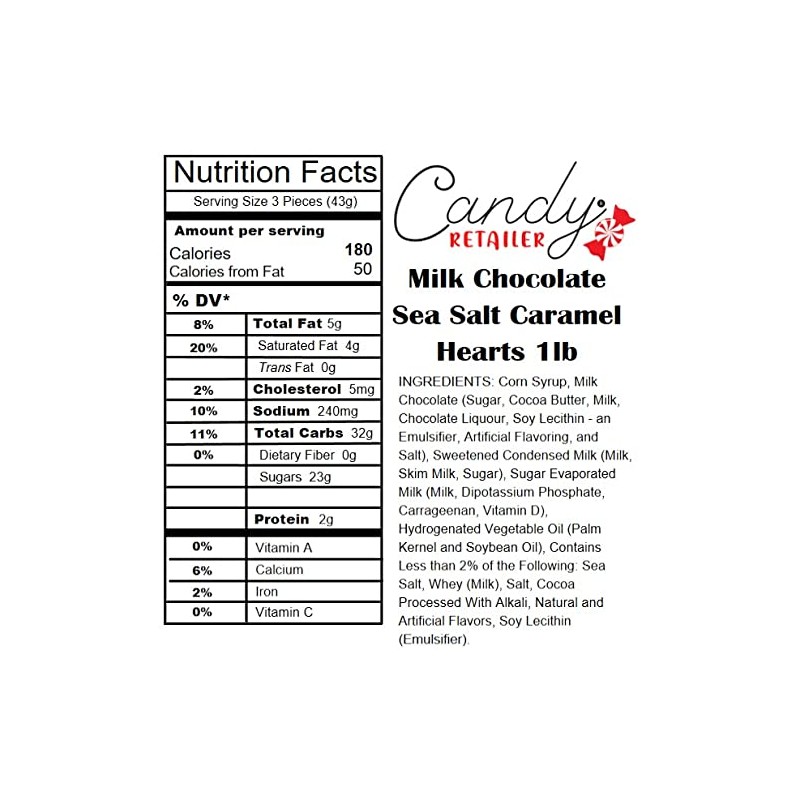 Candy Retailer Milk Chocolate Sea Salt Caramel Hearts 1 Lb