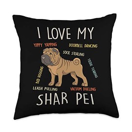 Funny I love my Shar Pei Dog Mom and Dad Gift Throw Pillow