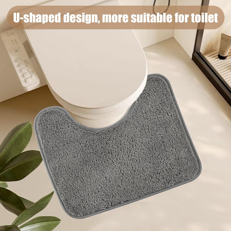 ZcrPrn Toilet Mat,Toilet Mats Pedestal Only,U-shape Soft Non Slip Absorbent