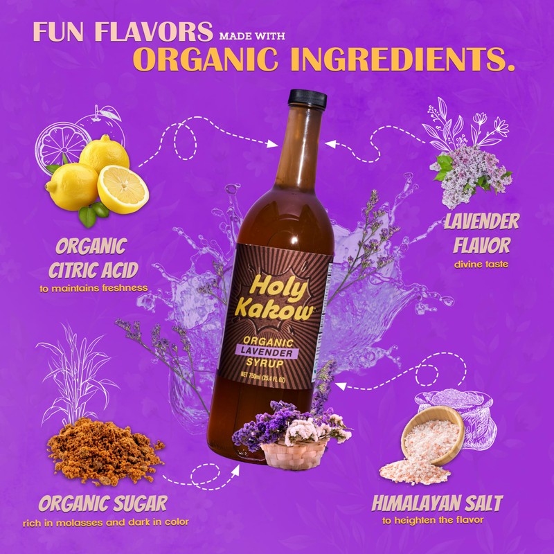 Holy Kakow Cafe Organic Lavender Syrup - Lavender Coffee Syrup,