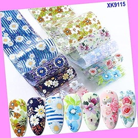 10pcs 20x4cm Rose Flower Love Valentine Day Nail Foil Transfer Sticker Xk9115 for Nails Design Nail Art Stickers Decals Supplies Manicure Tips Sticker Colorful for Nail Decorations