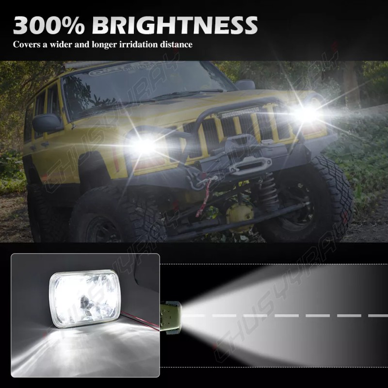 CHUSYYRAY Pair 5x7" 7x6" LED Headlights Hi/Lo DRL fit Toyota