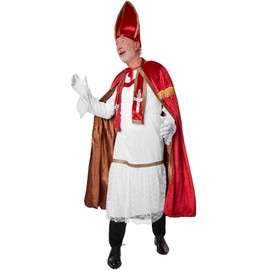 dressforfun 900841 Father Christmas Costume, Saint Nicholas Costume, Bishop Christmas Outfit Set with Cape, Hat and Gloves, dark red - different sizes - (L | no. 303460)