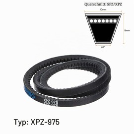 sourcing map XPZ975 V-Belt Drive Belt 975 mm Pitch Length Rubber Timing Belt Flat Belt for Transmission Snow Blower Power Transmission