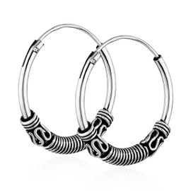 NKlaus Pair of 925 Sterling Silver Celtic Gothic Creole Earrings Solid 20 mm 7266, Sterling Silver