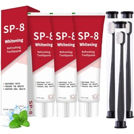 SP-8 Pasta Dental,SP 8 Dentífrico Probiótico,Sp8 Dentífrico Probiótico Abrillantador,Sp-8 Dentífrico,Dentífrico de Cuidado Diario,Limpieza Super Profunda y Aliento Super Fresco (3Pcs + 3* Cepillo de Dientes)