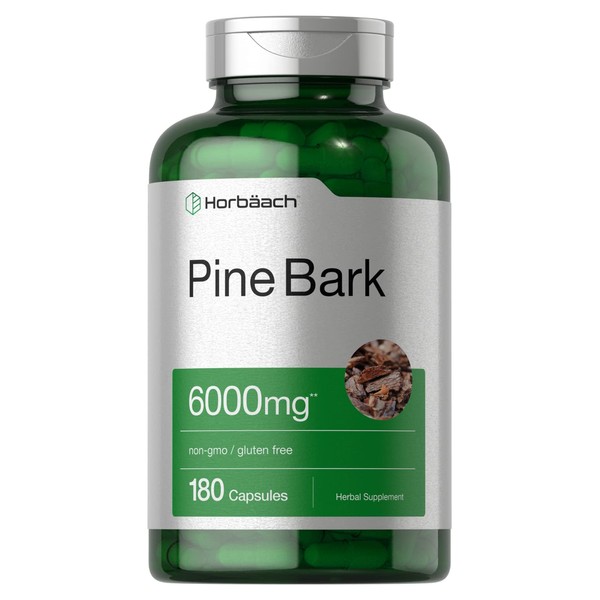 Pine Bark Extract | 6000 mg | 180 Capsules | Standardized to Contain 380 mg Proanthocyanidins | Non-GMO, Gluten Free Supplement | High Potency Extract Formula | by Horbaach