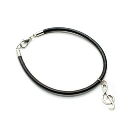 Miniblings Treble Clef Bracelet Pendant Lucky Bracelet Treble Clef Black – Fashion Jewellery Handmade – Ladies Girls Charm Bracelet, Metal, Without Stone