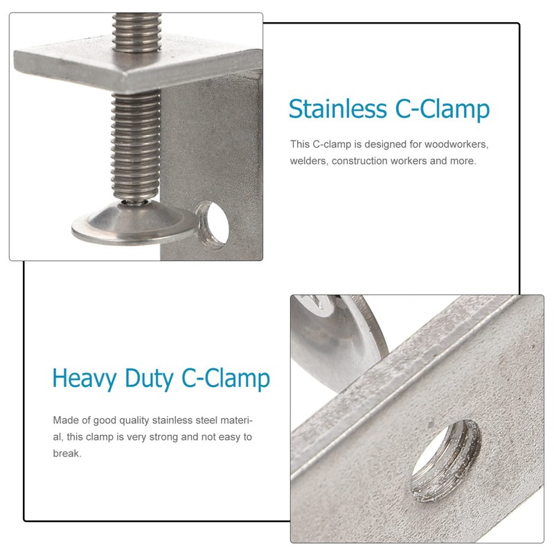 ULTECHNOVO Heavy Duty Stainless C-clamp for Woodworking Jaw Opening Clamping