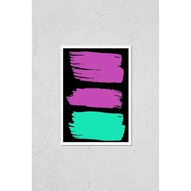 Poster Reproduction of Collection Of Hand Drawn Colorful Grunge Brushes. Turquoise Dirty Background. Watercolour Grunge Style. Red Brush Paint. Watercolor Drawing. Green Distress Logo. Brushed