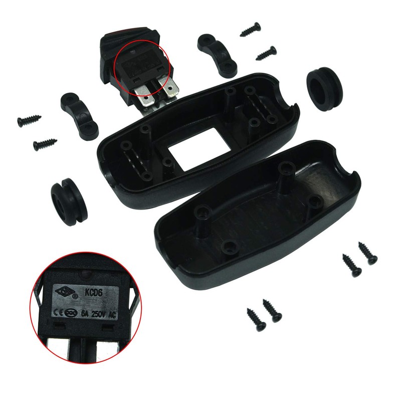 2Pcs Black Waterproof Switch with LED Indicator - ON/OFF Button