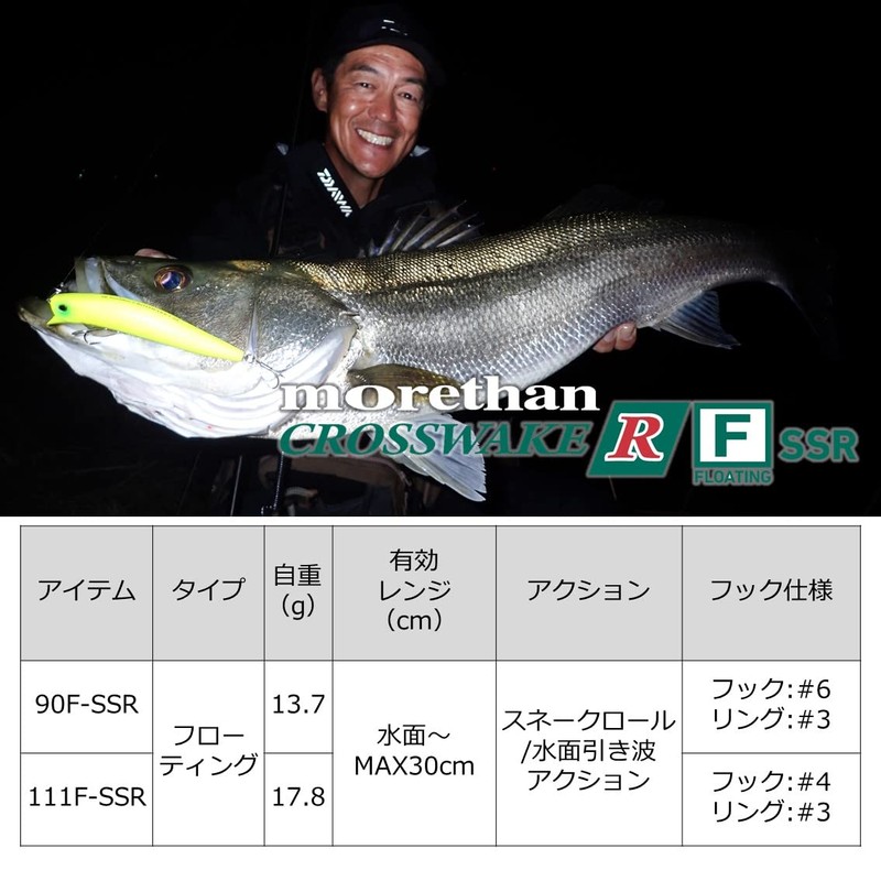 Daiwa R90FSSR Morethan Crosswake Sea Bass Lure, CH Inakko