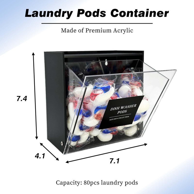 Gnjoyxuan Laundry Pods Container, Acrylic Wall Mounted Organizer with Extra