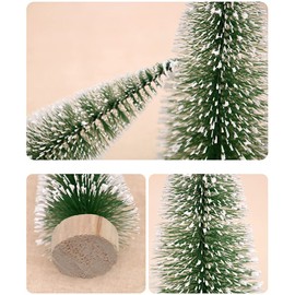 Pilikoll Pack of 12 Mini Artificial Christmas Trees, Craft Christmas Trees, Decoration, Lifelike Christmas Tree, Snow Tree, Small with Wooden Base for Christmas, Room Decoration, Diorama Models (7 cm)