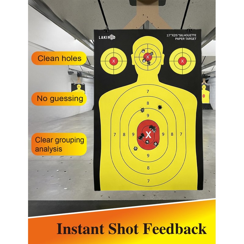17x25 Inch Silhouette Shooting Target Paper-High-Visibility Reactive Target for Indoor