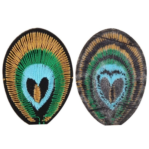 12pcs Peacock Feathers Embroidered Patches DIY Crafts Set Clothes Bags
