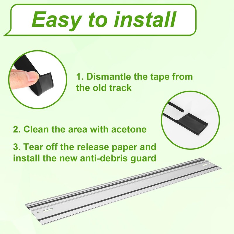 lasuroa Guide Rail Track Tape, 118in Black Debris Protection Replacement