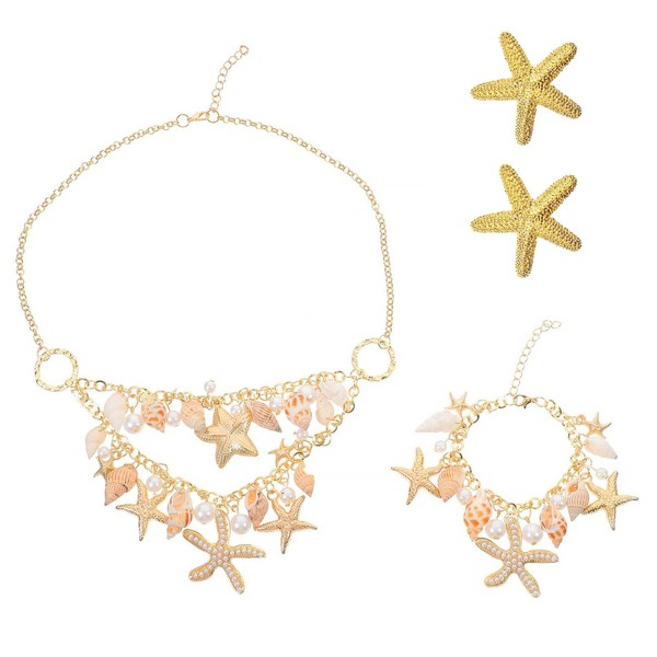 Kinretixia 4-teiliges Set Muschelkette Damen Boho Schmuck, Elegante Boho Kette