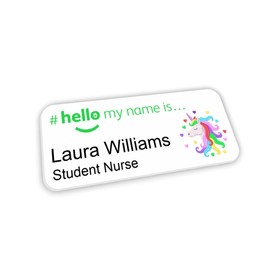 Hello My Name is Rainbow Unicorn Name Badge 76 x 32 mm Doctor Student Doctor GP Healthcare Assistant Nurse Practitioner Clinical Medical
