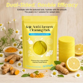 Dischetti Detergenti Alla Curcuma 60 Pezzi,Pads Viso Double Face Esfolianti,Detersione Delicata E Pulizia Dei Pori,Aiuta A Ridurre Punti Neri,Illumina L’Incarnato Opaco,Per Pelle Grassa