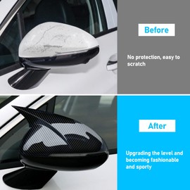Yumzeco Compatible with KIA K5 Side Mirror Cover Caps 2021 2022 2023 2024 2025, LH & RH Ox Horn Door Side Mirror Cover Trims Exterior Decoration Accessories (Carbon Fiber)